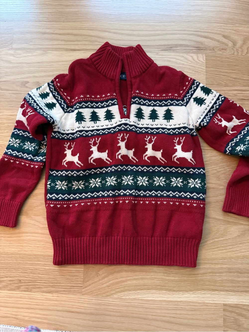 Red Holiday Reindeer Knit Sweater